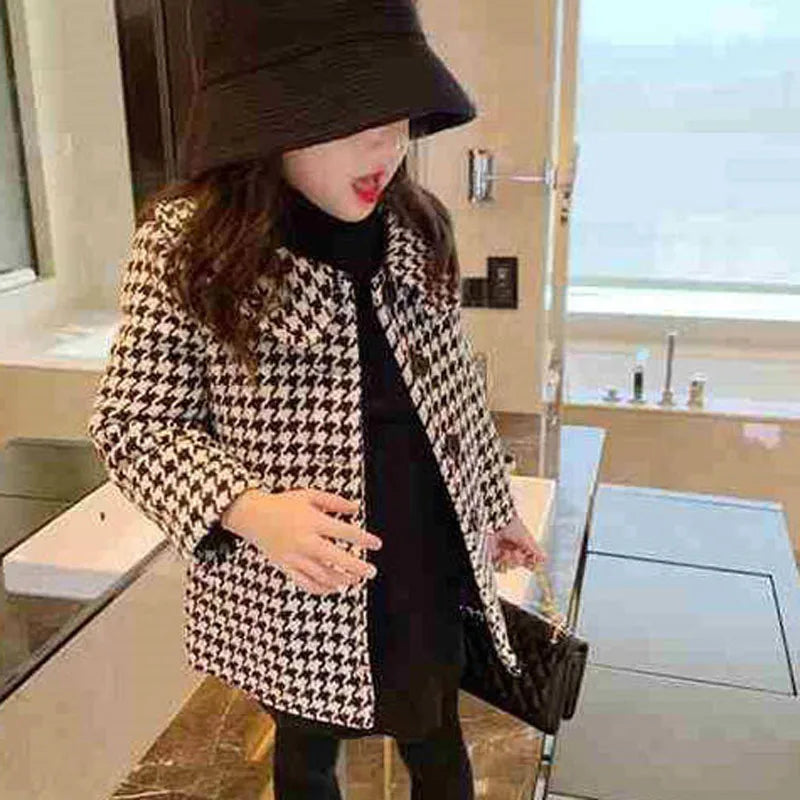 New Autumn And Winter Children'S Clothing Korean Lapel Fashion Overcoat Kids Jackets New Style Baby Girls Mid-Length Warm Coats