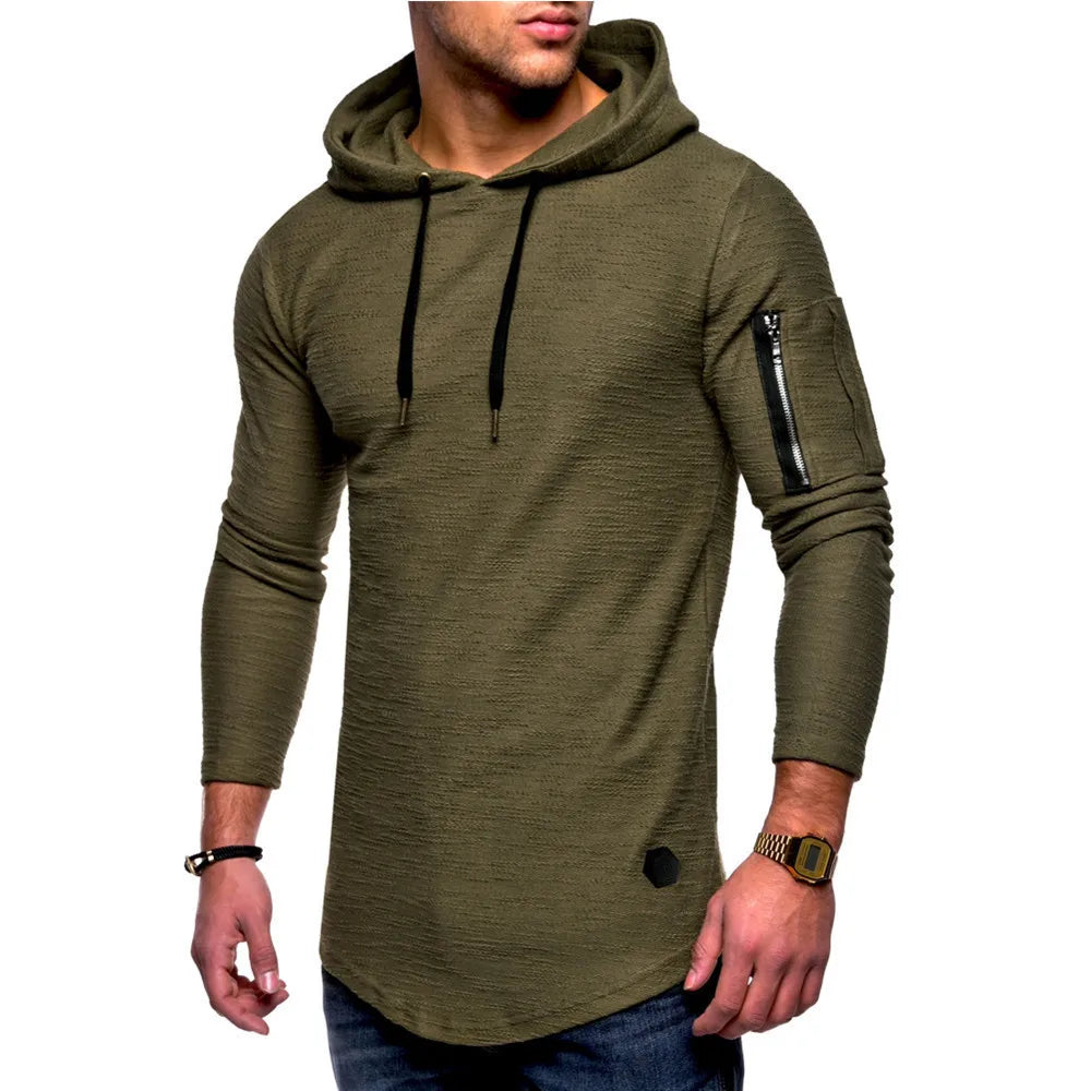 New Spring Men's Hooded T Shirt Slim Fit Cotton Long Sleeve Casual Zipper T-shirts Tops and Tees Hoodies Tshirt for Men  MY174