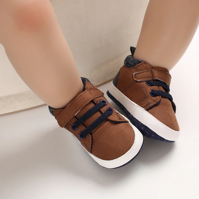 Newborn Baby Shoes Brown Themed Multicolor Boys and Girls Shoes Casual Sneakers Soft Sole Non-Slip Toddler Shoes First Walkers