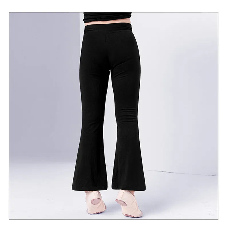 Children's Pants Dance Pants Practice Boys And Girls Slim Cotton Latin Dance Jazz Dance Black Bell Bottom Trousers