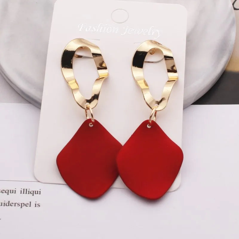 New Fashion Round Waterdrop Pendant Earrings for Women Geometric Metal Square Dangle Ear Jewelry oorbellen