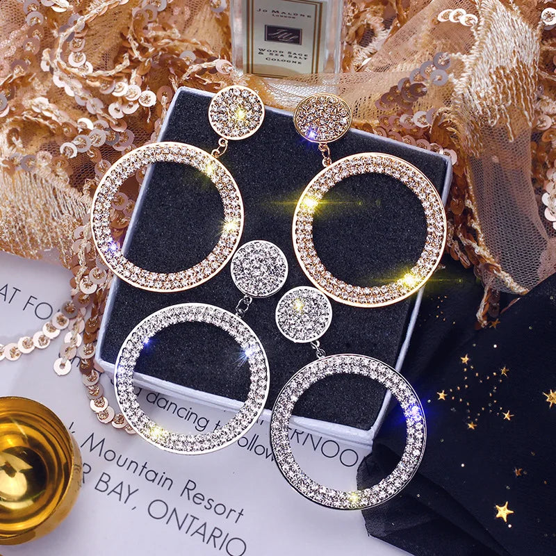 2020 New Luxury Cubic Zirconia Pendant Earrings Woman High Fashion Crystal Korean Earrings Anniversary Gift Jewelry for Girls