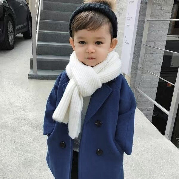 Lioraitiin Winter Grid Jackets Boys Girl Woolen Double-breasted Baby Boy Trench Coat Lapel Autumn Kids Outerwear Coats Wool Coat