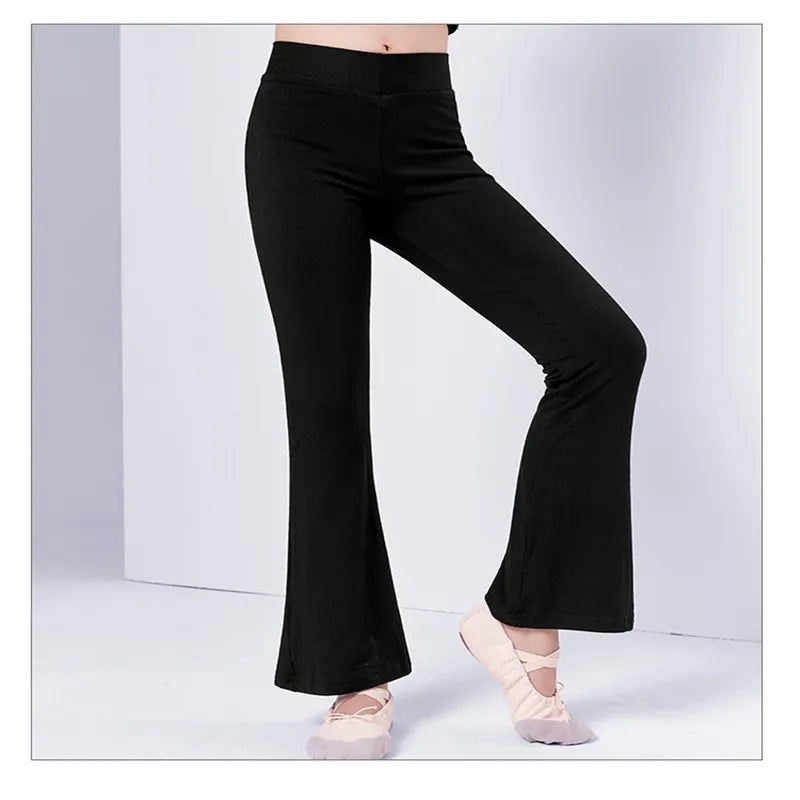 Children's Pants Dance Pants Practice Boys And Girls Slim Cotton Latin Dance Jazz Dance Black Bell Bottom Trousers