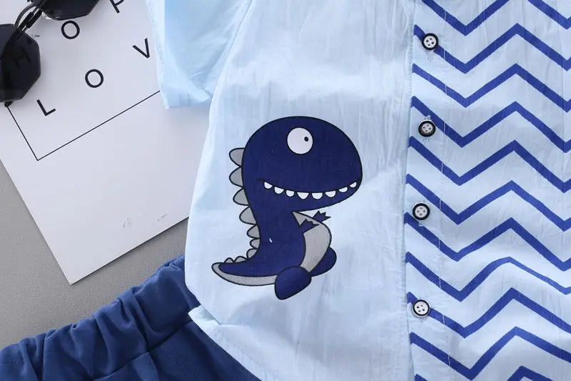 Summer Casual Newborn Baby Boy Toddler Clothes Set animal Dinosaur Shirt Tops short Pants 2Pcs/sets Cotton Kids Outfits Clothing