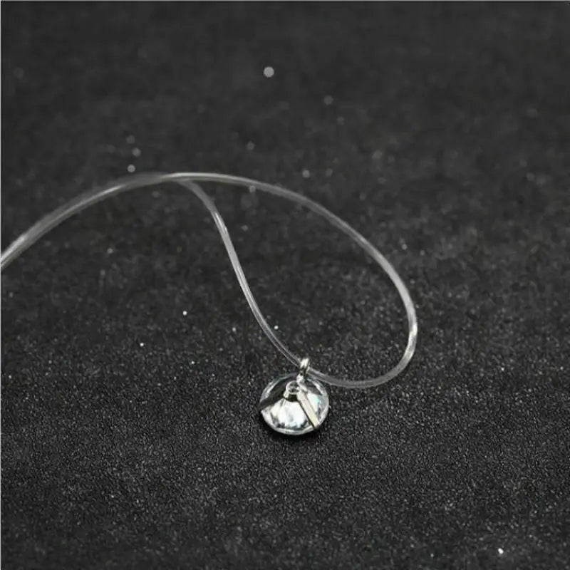 Sumeng New Personality Fashion Square Imitation Pearl Crystal Zircon Necklace Invisible Transparent Fishing Line Necklace Women