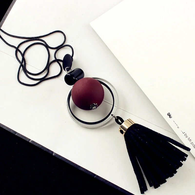 Women Necklace Long s & Pendants Wood Beads Sweater  For  Jewelry