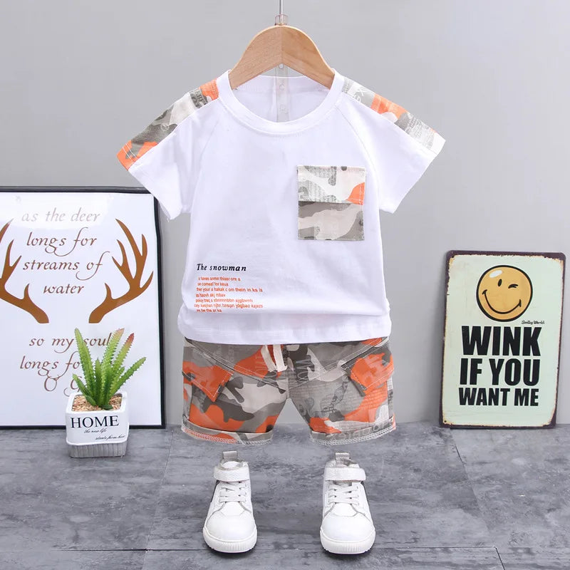 Children Clothes Fashion Summer Baby Girls Clothing Boys Sports T-Shirt Shorts 2Pcs/Sets Toddler Cotton Costume Kids Tracksuits