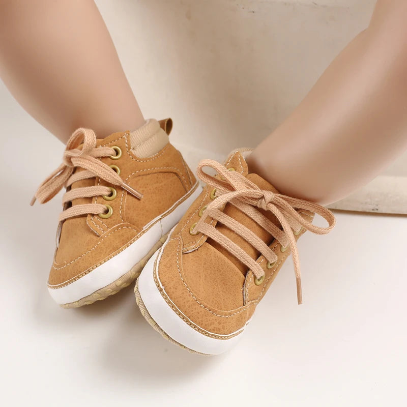 Newborn Baby Shoes Brown Themed Multicolor Boys and Girls Shoes Casual Sneakers Soft Sole Non-Slip Toddler Shoes First Walkers