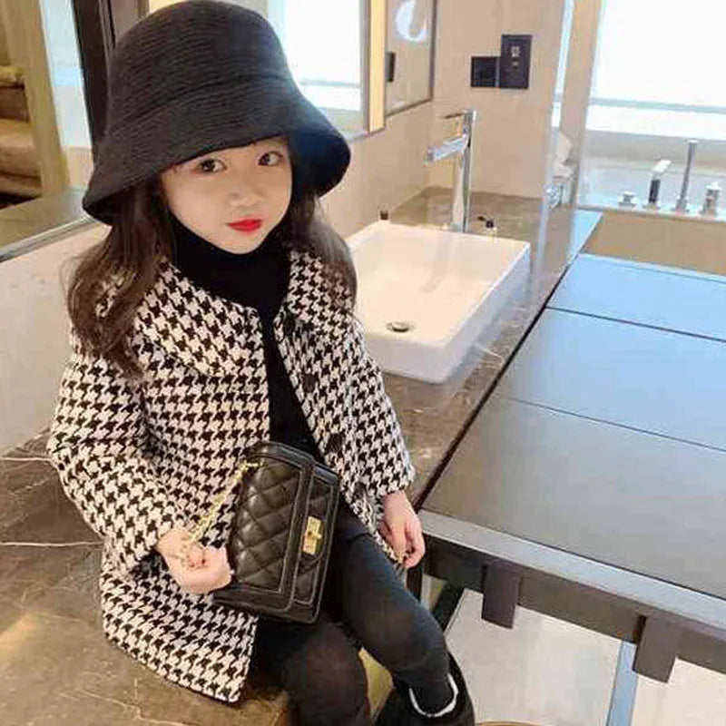 New Autumn And Winter Children'S Clothing Korean Lapel Fashion Overcoat Kids Jackets New Style Baby Girls Mid-Length Warm Coats