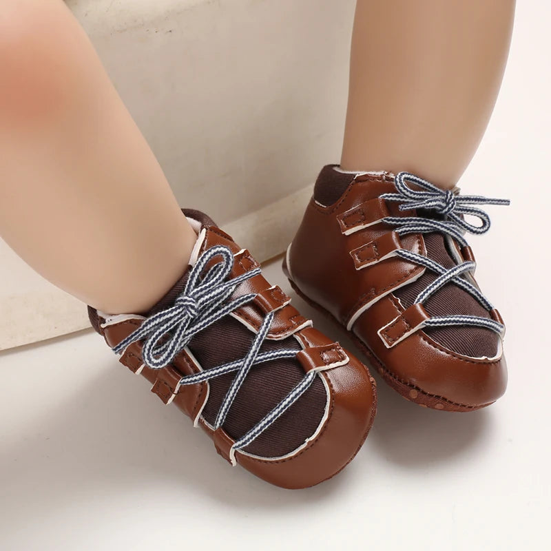 Newborn Baby Shoes Brown Themed Multicolor Boys and Girls Shoes Casual Sneakers Soft Sole Non-Slip Toddler Shoes First Walkers