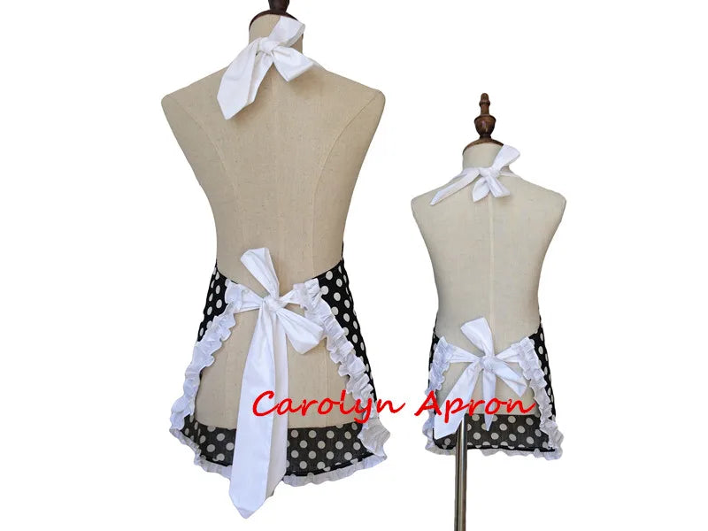 Mother and Daughter Retro Polka Dot Cotton Apron Mommy and Me White Ruffled Kitchen Apron Cooking Avental de Cozinha Divertido