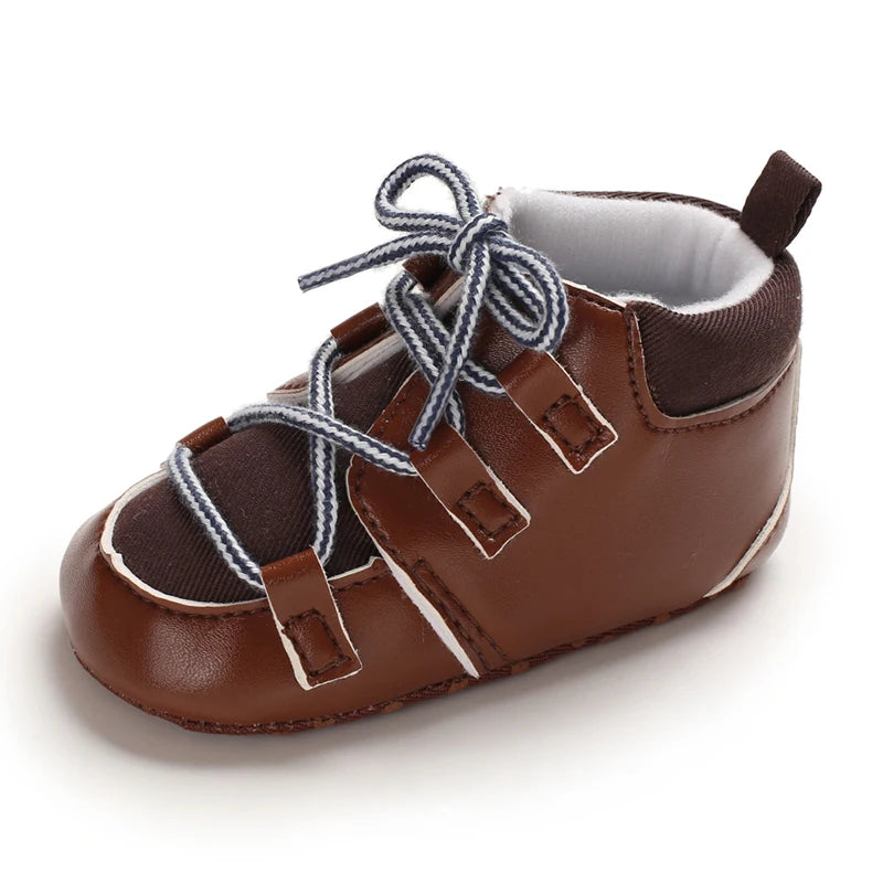 Newborn Baby Shoes Brown Themed Multicolor Boys and Girls Shoes Casual Sneakers Soft Sole Non-Slip Toddler Shoes First Walkers