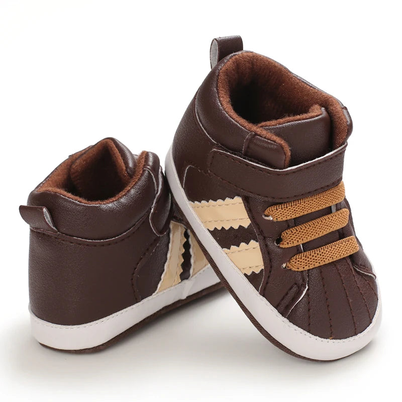 Newborn Baby Shoes Brown Themed Multicolor Boys and Girls Shoes Casual Sneakers Soft Sole Non-Slip Toddler Shoes First Walkers