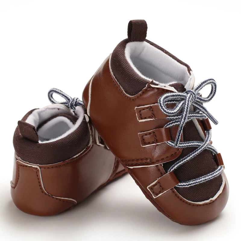 Newborn Baby Shoes Brown Themed Multicolor Boys and Girls Shoes Casual Sneakers Soft Sole Non-Slip Toddler Shoes First Walkers