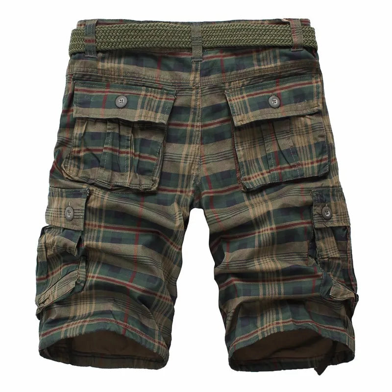 Men Shorts 2024 Fashion Plaid Beach Shorts Mens Casual Camo Camouflage Shorts Military Short Pants Male Bermuda Cargo Overalls