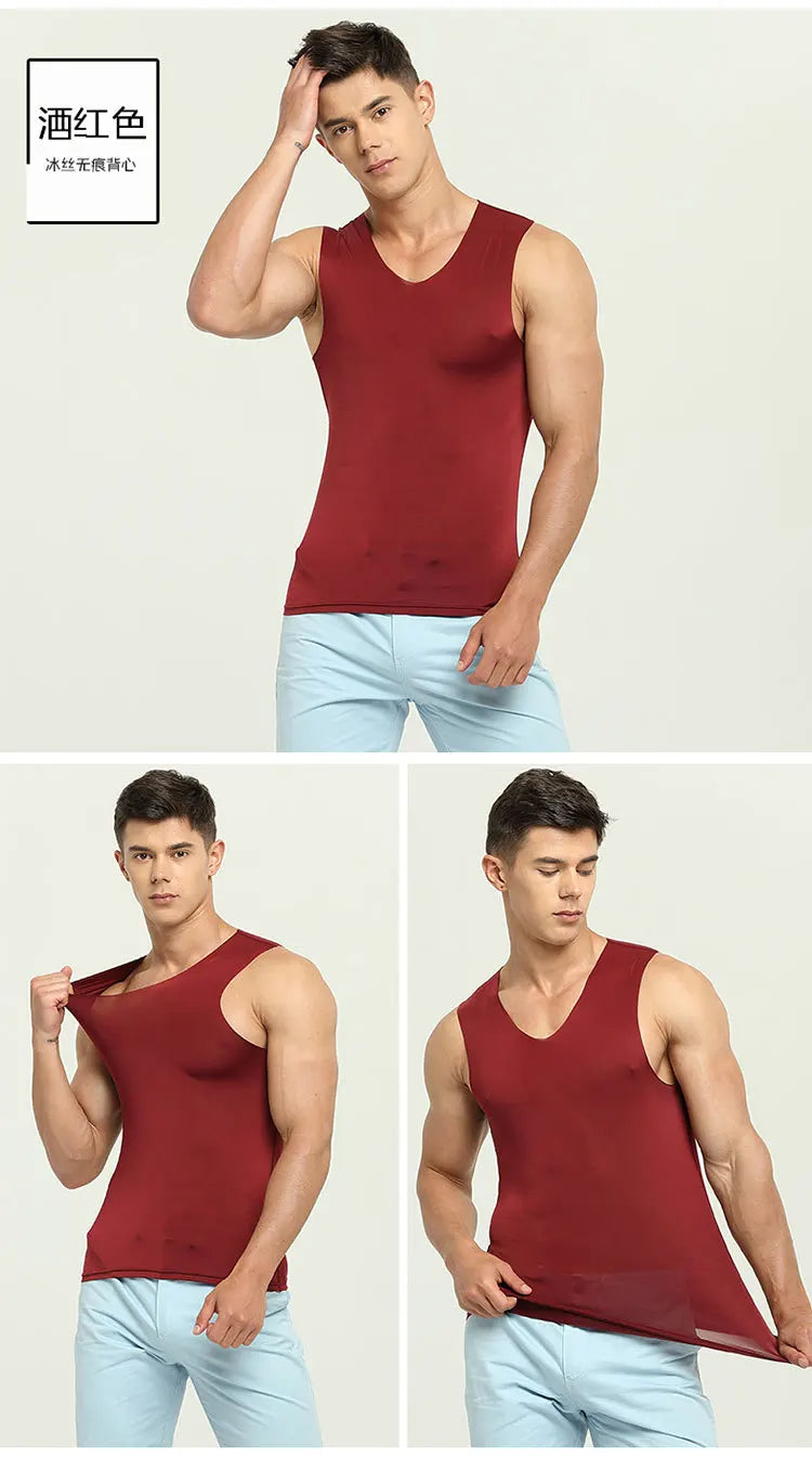 3PCS No Trace Cool Men Vest Tank Tops Underwear Mens Undershirt Shirts Male Bodyshaper Fitness sleeveless Men's Running Vest 5XL