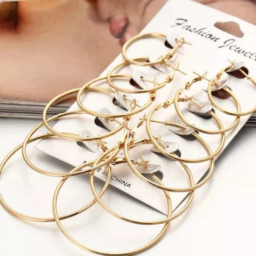 Hoop Earrings Set Big Circle Earrings Jewelry for Women Girls Ear Clip Punk Style Earrings Fashion Jewelry Accessories