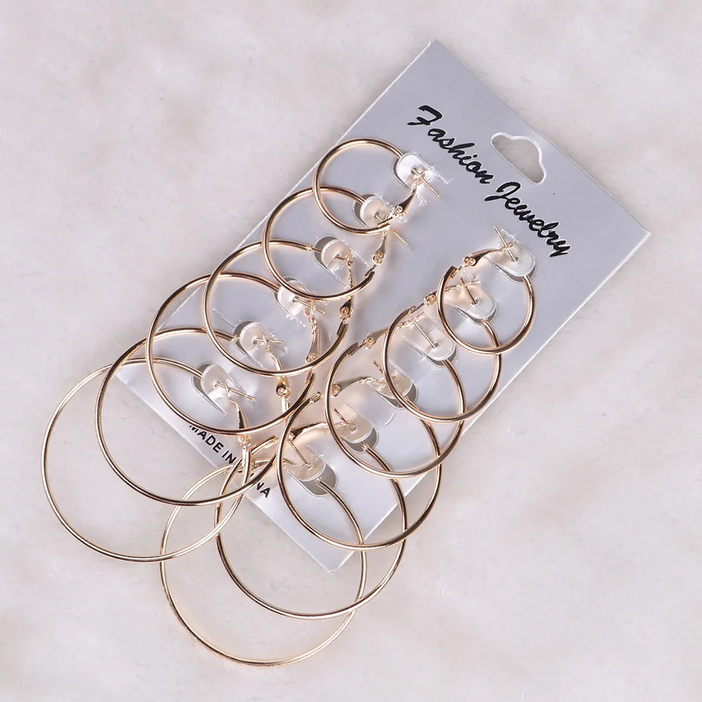 Hoop Earrings Set Big Circle Earrings Jewelry for Women Girls Ear Clip Punk Style Earrings Fashion Jewelry Accessories