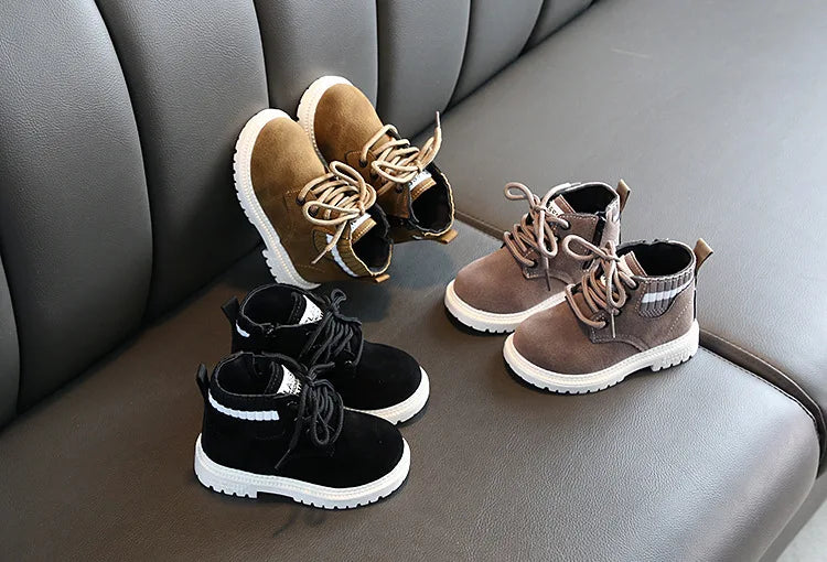 Autumn Winter Boots Boys New Children Casual Shoes Boots for Kids PU Leather Soft Antislip Girls Boots Dropshipping Size 21-30