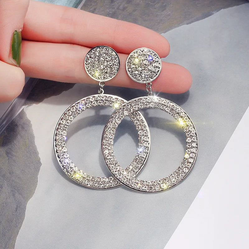 2020 New Luxury Cubic Zirconia Pendant Earrings Woman High Fashion Crystal Korean Earrings Anniversary Gift Jewelry for Girls