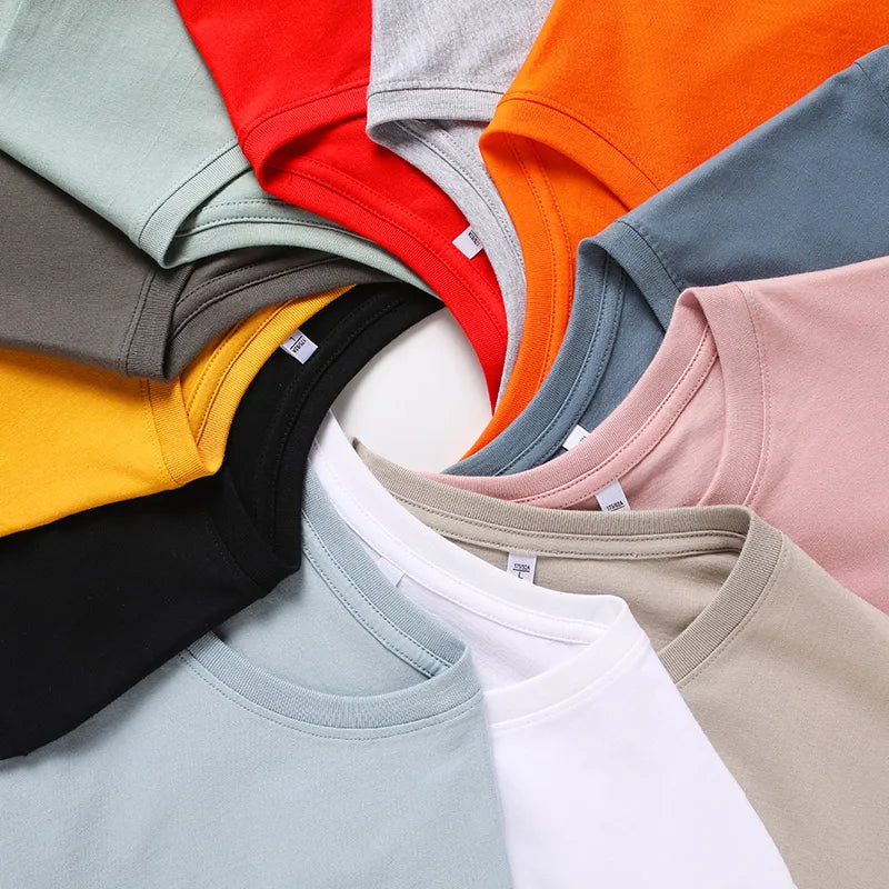 Newly Summer T-Shirts Men Women Skin Friendly Cotton Tshirt Male Basic Solid Tee Shirt Female Soft Plain Tee Tops Japan S-5XL