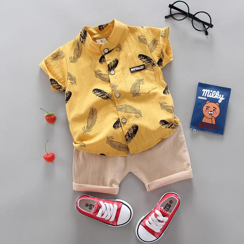 New Summer Baby Clothing Children Boys Fashion Printed Shirt Shorts 2Pcs/Sets Toddler Casual Cotton Clothes Suit Kids Tracksuits