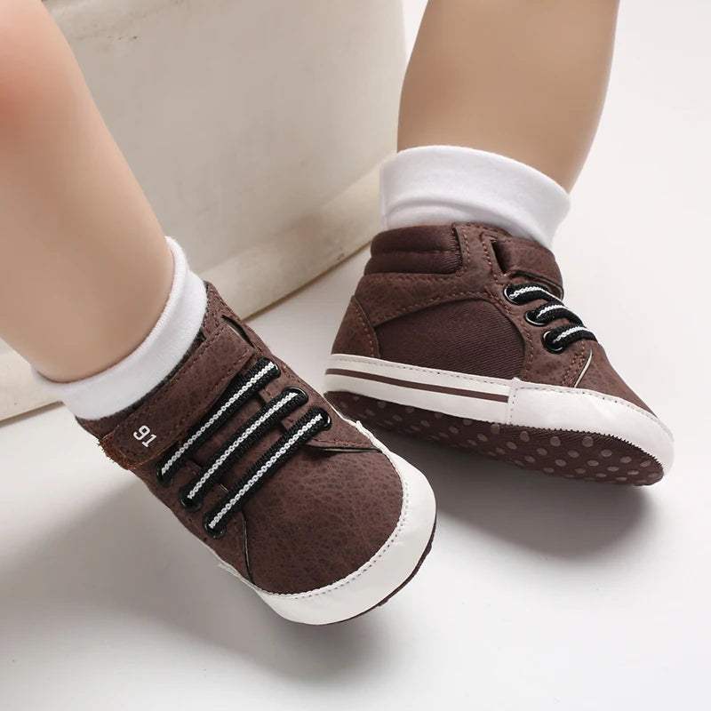 Newborn Baby Shoes Brown Themed Multicolor Boys and Girls Shoes Casual Sneakers Soft Sole Non-Slip Toddler Shoes First Walkers