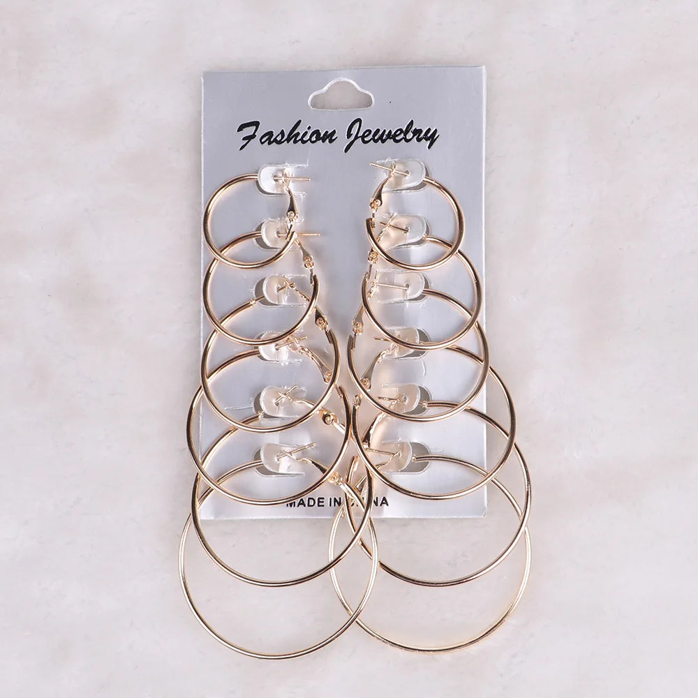 Hoop Earrings Set Big Circle Earrings Jewelry for Women Girls Ear Clip Punk Style Earrings Fashion Jewelry Accessories