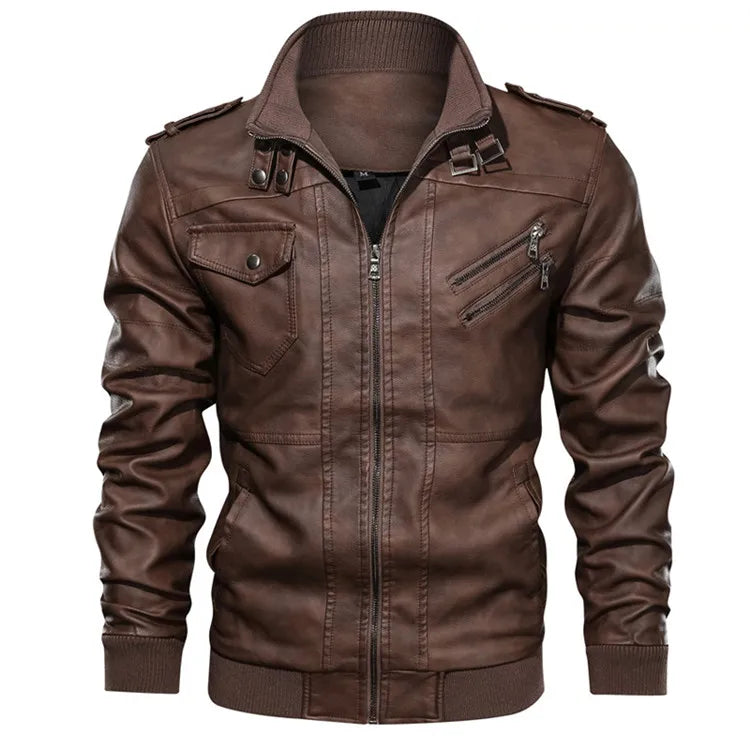 KB New Men's Leather Jackets Autumn Casual Motorcycle PU Jacket Biker Leather Coats Brand Clothing EU Size SA722