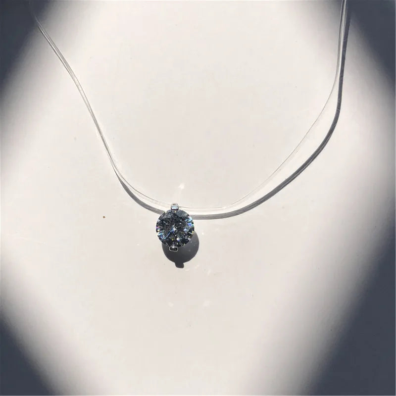 2019 Female New Heart Star Necklace Meteorite Pendant Transparent Fishing Line Invisible Women Zircon Pendants Necklace Jewelry