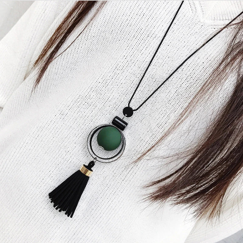 Women Necklace Long s & Pendants Wood Beads Sweater  For  Jewelry