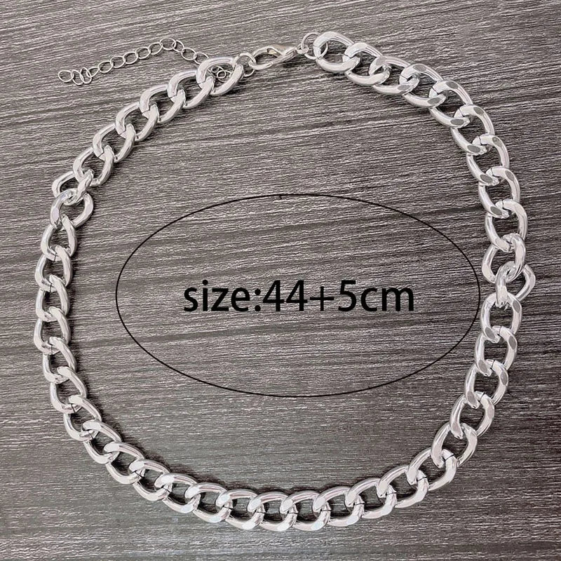 2024 Fashion Big Necklace for Women Twist Gold Color Silver Plated Chunky Thick Lock Choker Chain Necklaces Party Jewelry Gifts