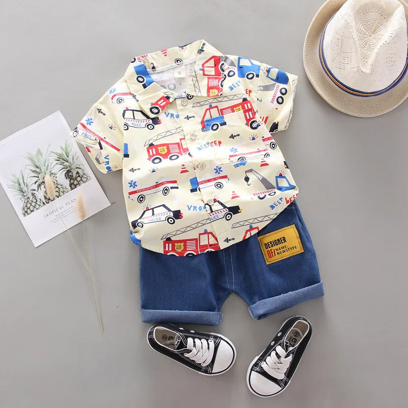 New Summer Baby Boys Clothes Children Fashion Cartoon Shirt Shorts 2Pcs/Set Kids Outfits Toddler Casual Costume Infant Tracksuit