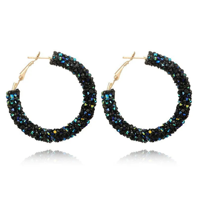 New Brand Fashion Charm Austrian Crystal Hoop Earrings Rhinestone Shiny Circle Ear Big Brincos Bohemian Jewelry Women