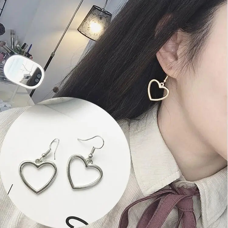 Earrings For Women Gold Fashion Jewelry Pendant Girls Trend Gift Hanging Dangler Eardrop Clasp Female Heart Simple