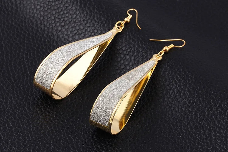 Europe And America Scrub Drop Earrings Geometric Fashion Circle Long Earrings Women's Jewelry Wholesale And Retail Brincos