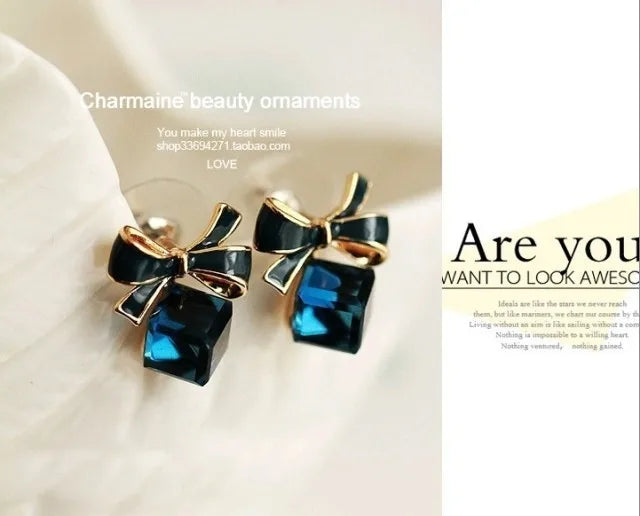 Korean Jewelry Charming Imitation Of The Popular New High-grade Silver Pentacle Women Earring Wild Romance Blue Earrings Brincos