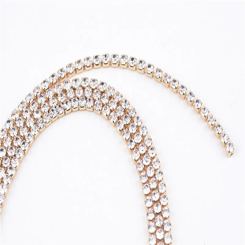 NK121 European American Fashion Wild Crystal Rhinestone Bling Chokers Necklace for Women Free Adjustment Party Neck Jewelry