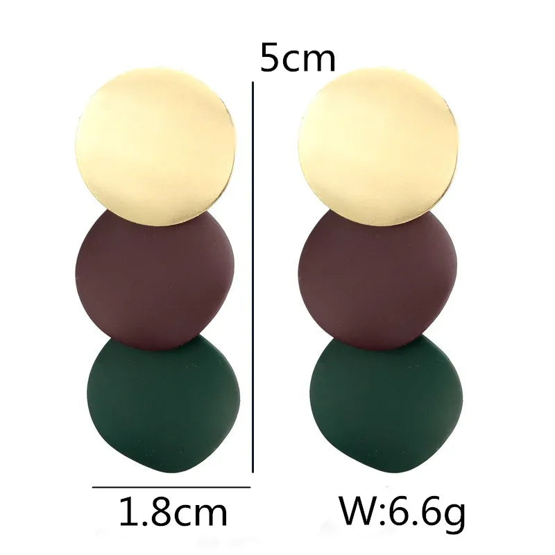 Unique Elegant Round Metal Earrings for Women New Geometric Alloy Statement Ear Fashion Jewelry Gift 3 Colors