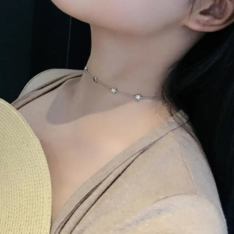 5 Colors Dazzling Zircon Necklace Invisible Transparent Fishing Line Simple Pendant Necklace Jewelry For Women Pearl Jewelry