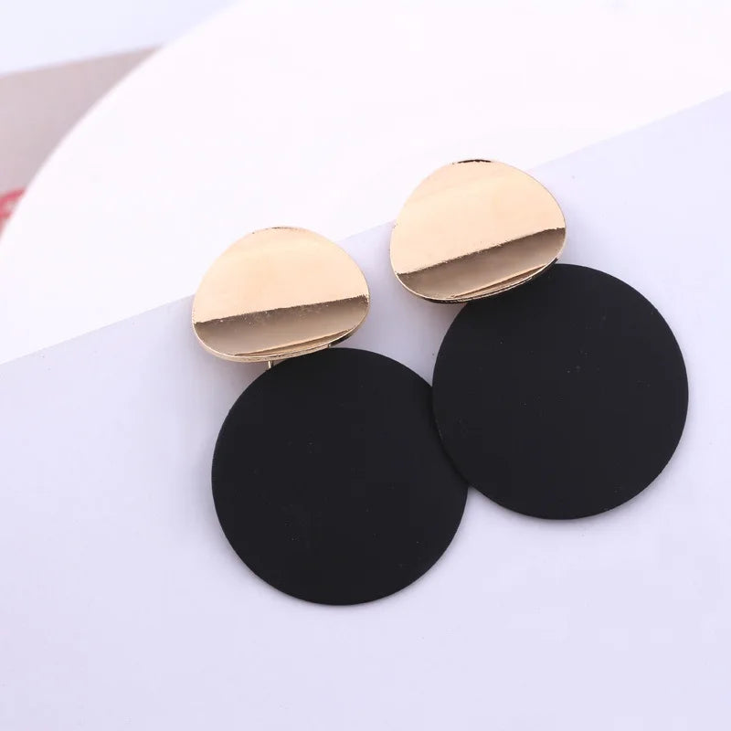 9 Colors Candy Double Round Metal Drop Earrings Charm Trendy Glossy Geometry Sequins Statement Brincos for Women Jewelry Gift