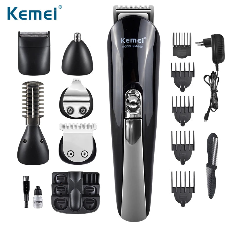 kemei 600 6 in 1 Electric Hair Beard Trimmer Rechargeable Hair Clippers Shaving Machine Men Styling Tools Shaver Razor KM-600