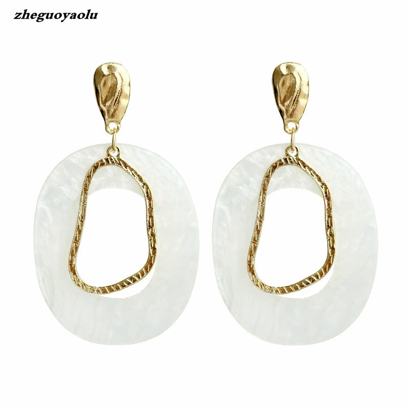 Europe And America Scrub Drop Earrings Geometric Fashion Circle Long Earrings Women's Jewelry Wholesale And Retail Brincos