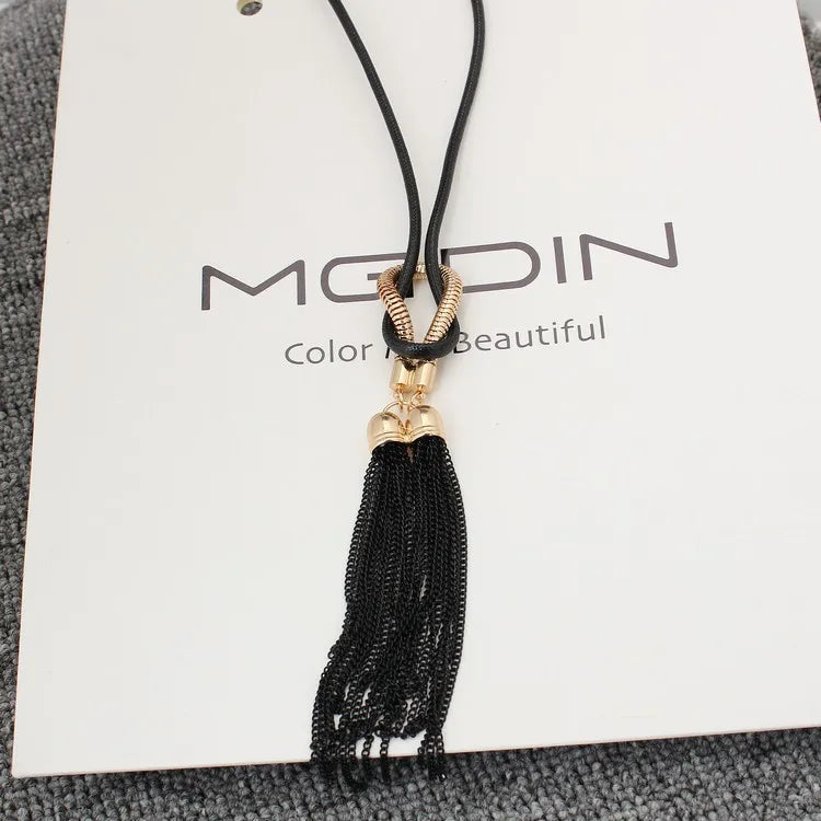 2024 New Arrival Female Pendant Necklace Tassel Long Winter Sweater Chain   Wholesale Sales