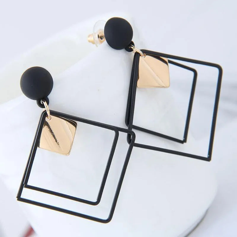 Simple And Versatile Long Geometric Earrings Temperament Net Red Tide Square Sequined Pendant Earrings For Women Jewelry Brincos