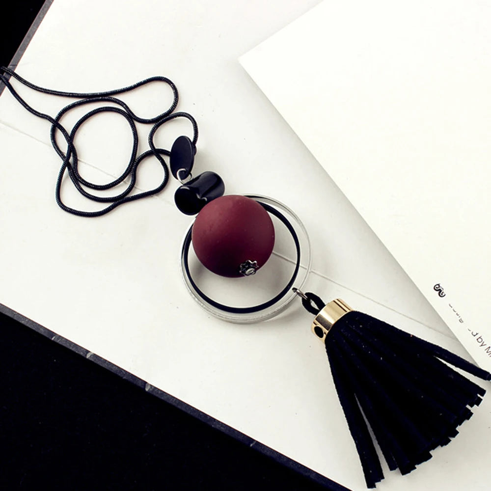 Women Necklace Long s & Pendants Wood Beads Sweater  For  Jewelry