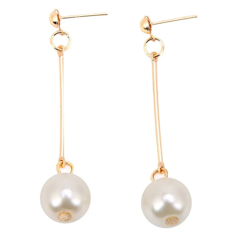 Long Tassel Simulated Pearl Drop Earrings for Women Gift Bijoux Korean Jewelry OL Gold Color Pendientes Boucle d'oreille