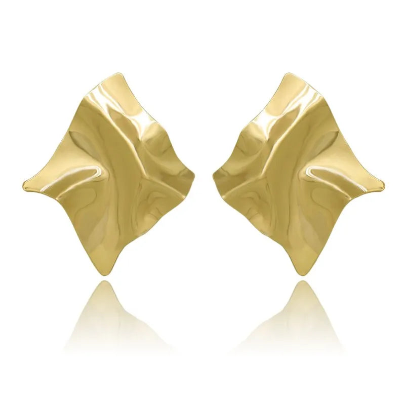 EK2126 Exaggerated Brand Gold Color Irregular Square Shiny Metal Big Drop Earrings Women Rhombus Punk Ear Party Jewelry