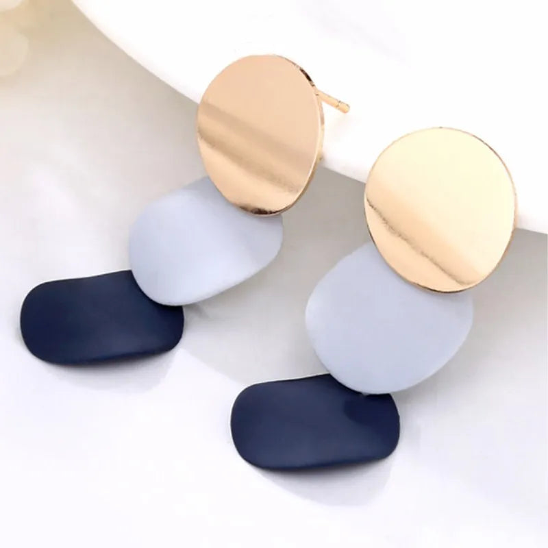 Unique Elegant Round Metal Earrings for Women New Geometric Alloy Statement Ear Fashion Jewelry Gift 3 Colors